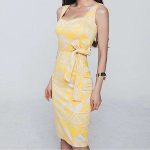 Yellow Sleeveless Tie-Wrap Summer Bodycon Dress